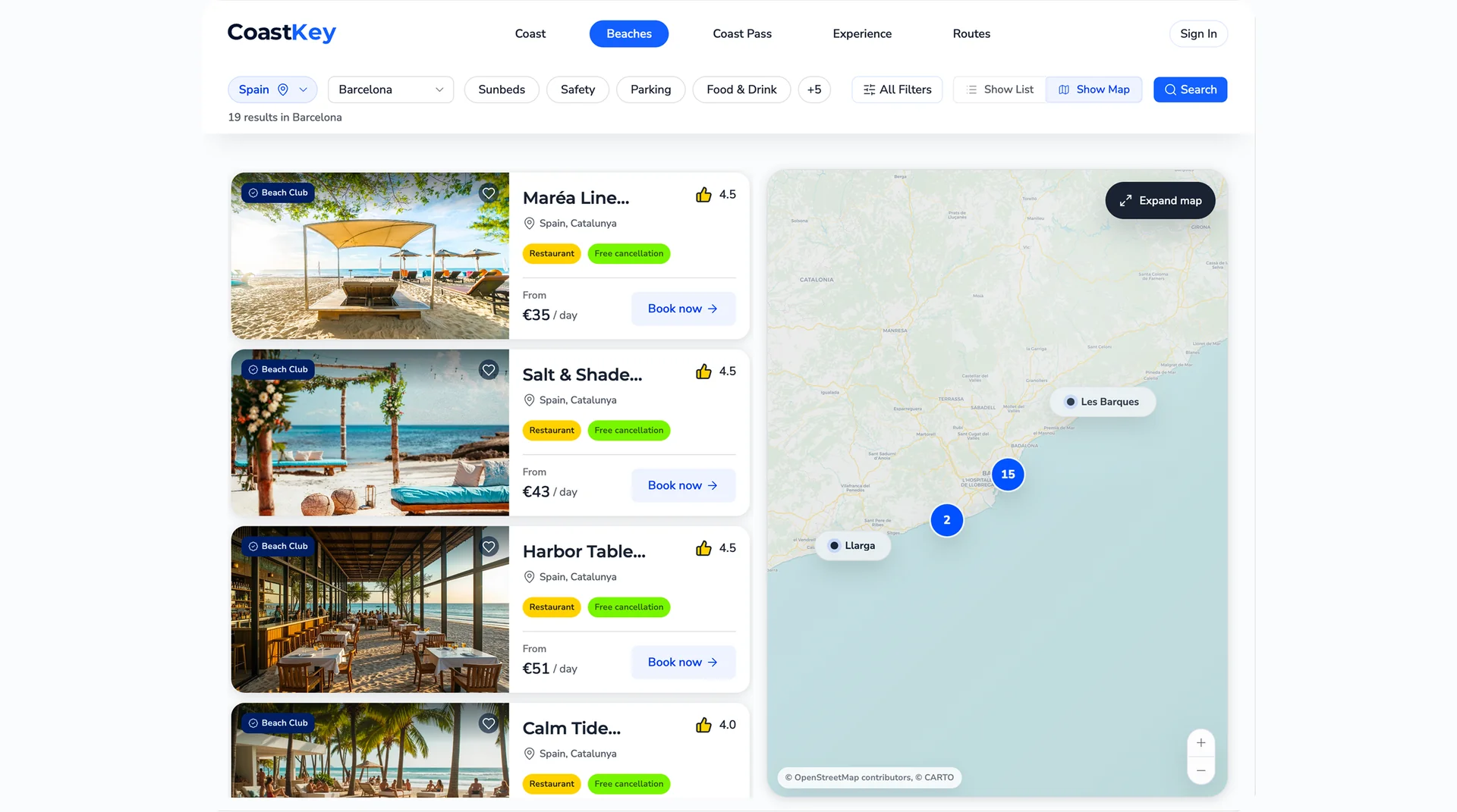 CoastKey search catalog split map responsive layout.