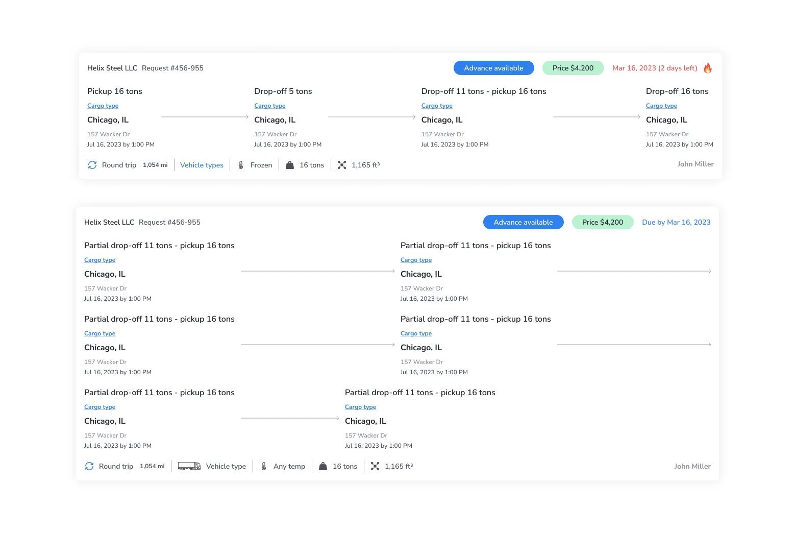 Digital Logistics Platform request card details
