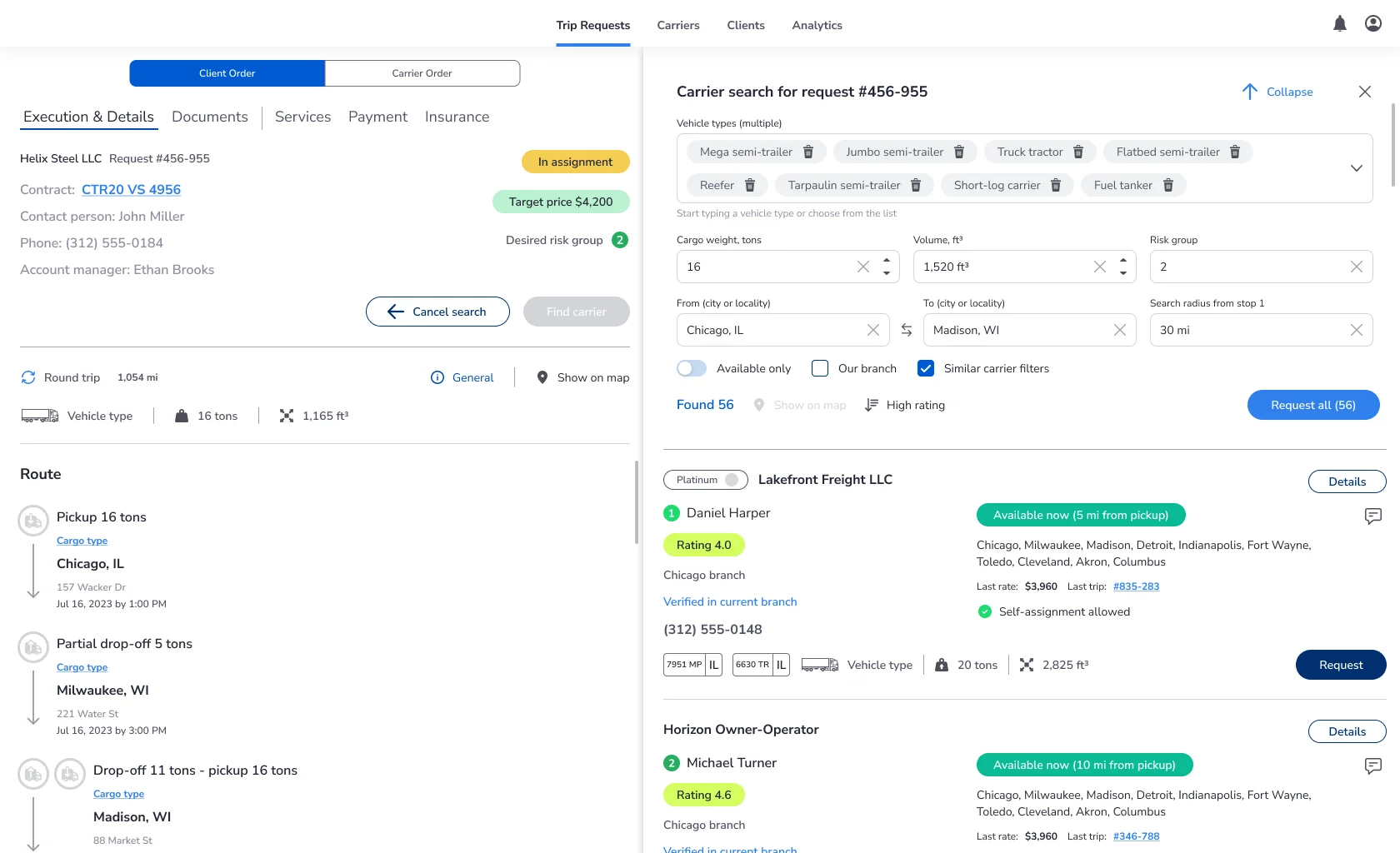 Digital Logistics Platform start search from request context