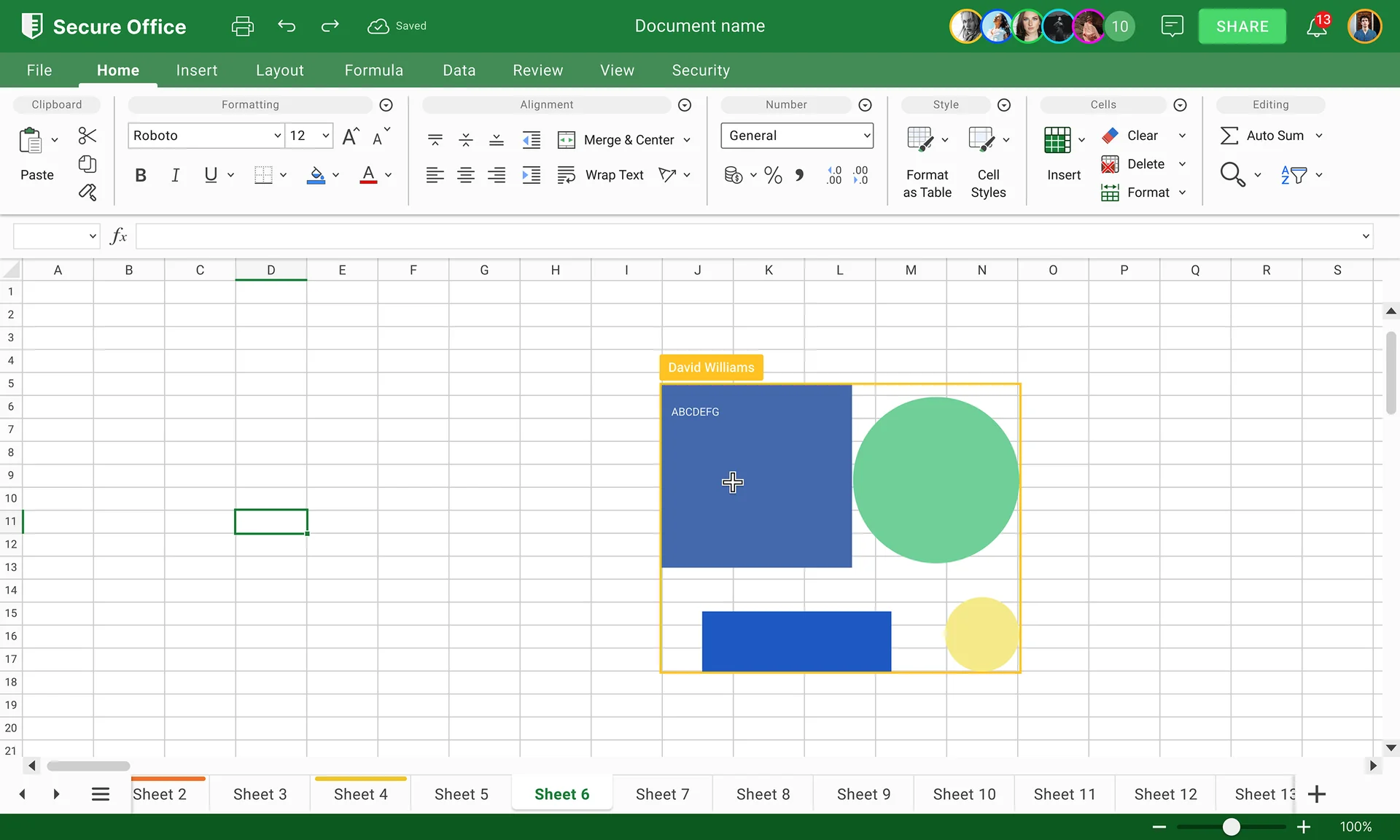 SecureOffice Spreadsheet collaborative editing state