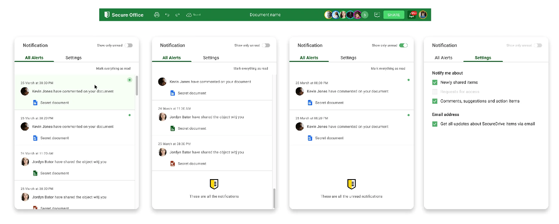 SecureOffice notification component example