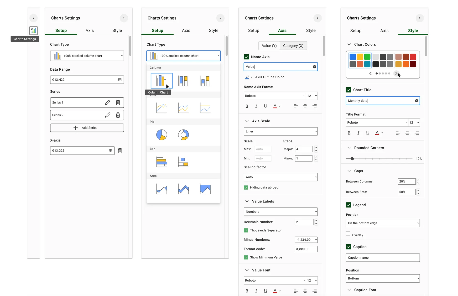 SecureOffice Spreadsheet side panel interface