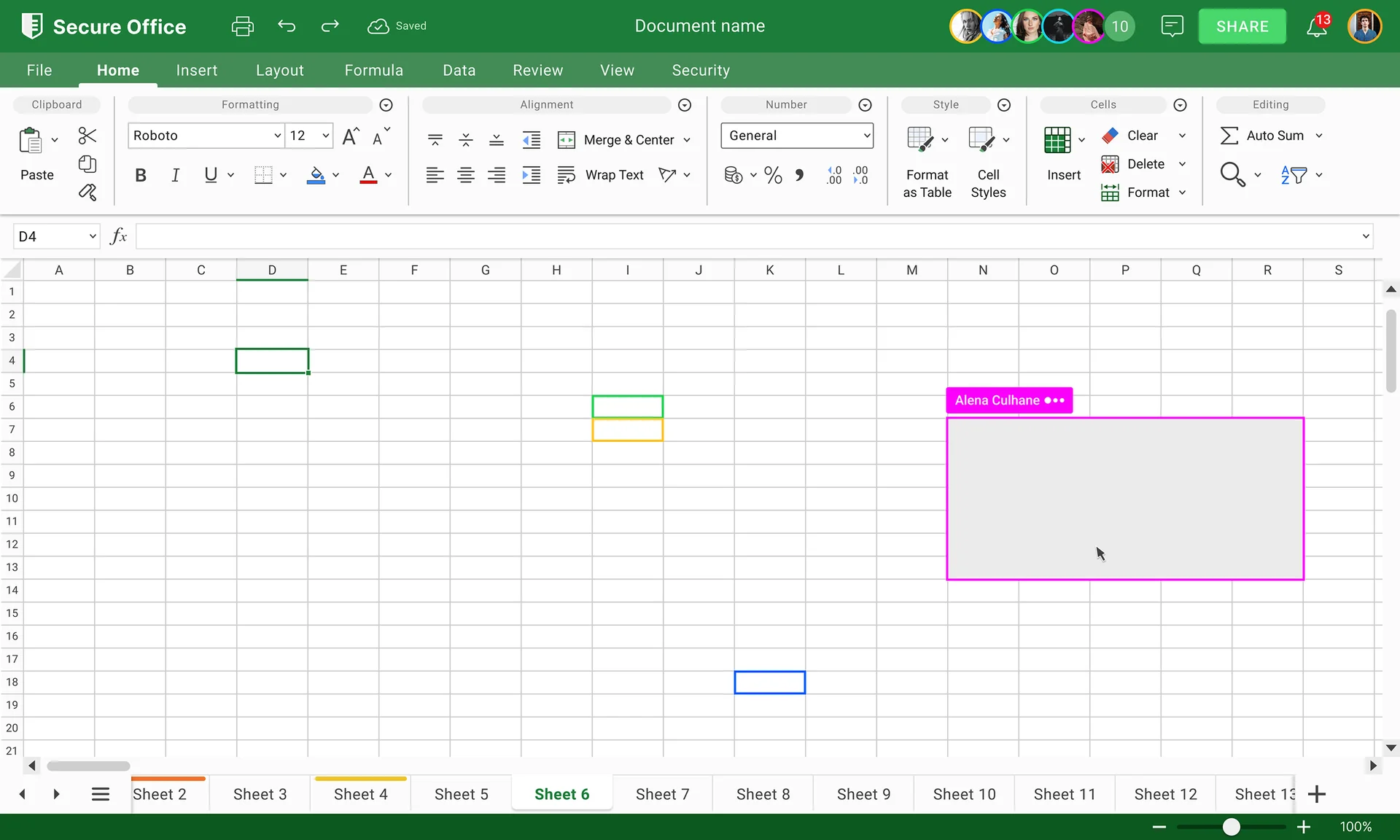 SecureOffice Spreadsheet protected collaborative editing state