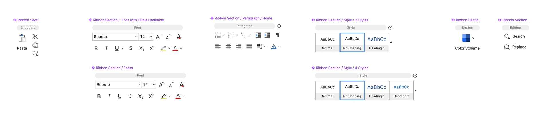 SecureOffice design system ribbon section component