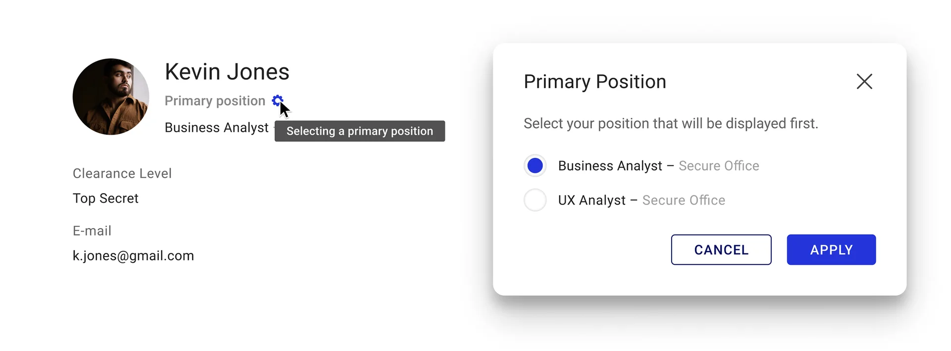 SecureOffice Organization Management position details